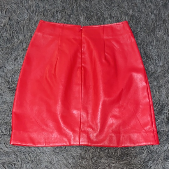 Red Leather Skirt - Picture 2 of 2